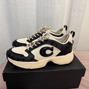 Coach Black and Cream Logo Sneakers